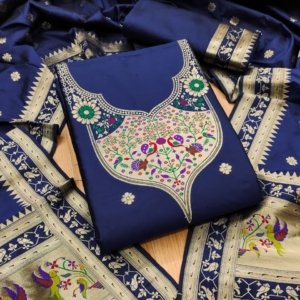 Paithani Royale Unstitched Silk Suit Set - Image 15