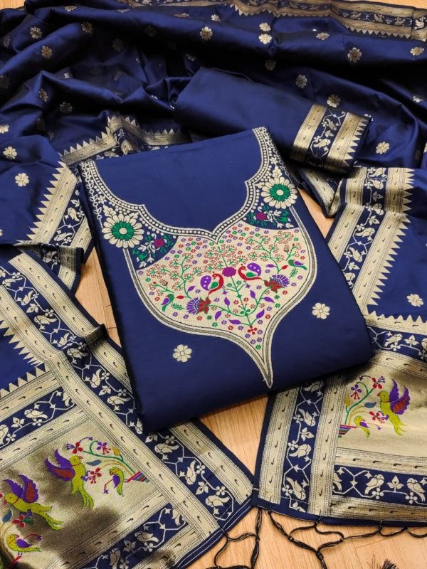 Paithani Royale Unstitched Silk Suit Set