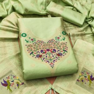 Paithani Royale Unstitched Silk Suit Set - Image 6