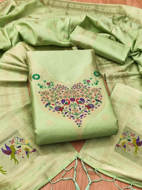Paithani Royale Unstitched Silk Suit Set