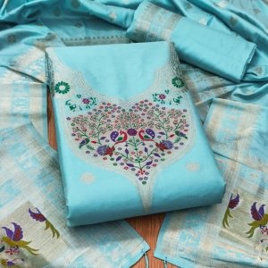 Paithani Royale Unstitched Silk Suit Set - Image 16