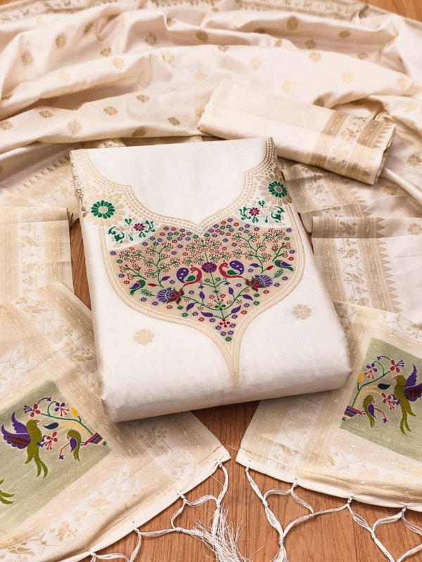 Paithani Royale Unstitched Silk Suit Set