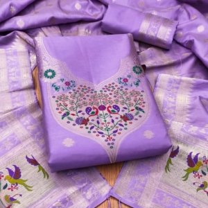 Paithani Royale Unstitched Silk Suit Set - Image 5