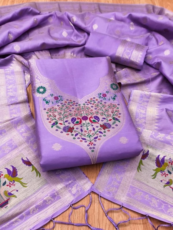 Paithani Royale Unstitched Silk Suit Set