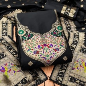 Paithani Royale Unstitched Silk Suit Set - Image 3