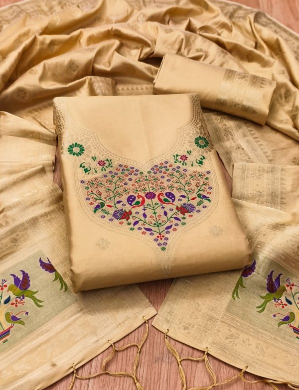 Paithani Royale Unstitched Silk Suit Set