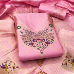 Paithani Royale Unstitched Silk Suit Set - Image 2