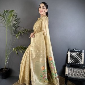 Royal Mina Butti Paithani Tissue Silk Saree - Image 2