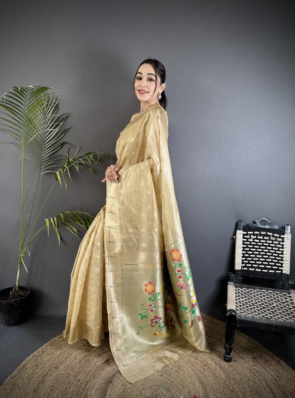Royal Mina Butti Paithani Tissue Silk Saree - Image 2