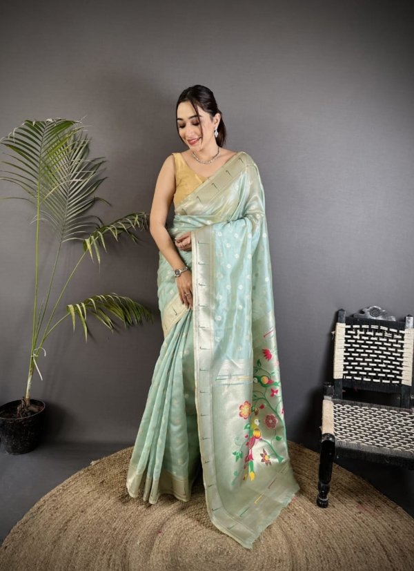 Royal Mina Butti Paithani Tissue Silk Saree