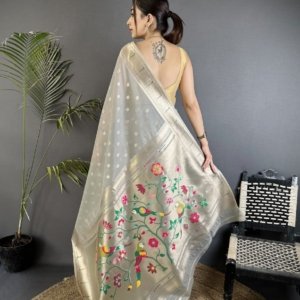 Royal Mina Butti Paithani Tissue Silk Saree - Image 4