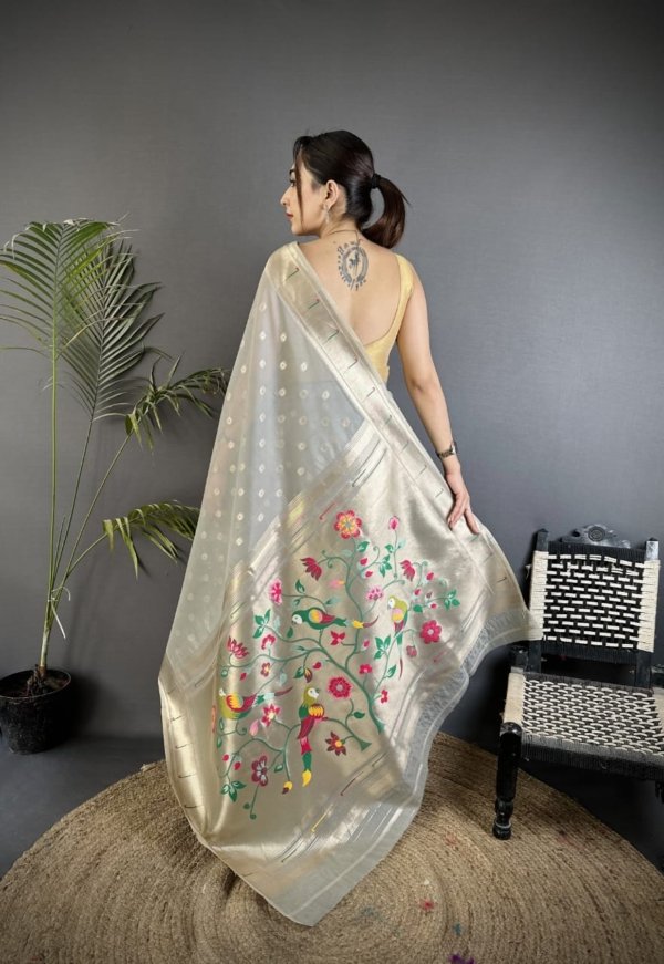 Royal Mina Butti Paithani Tissue Silk Saree