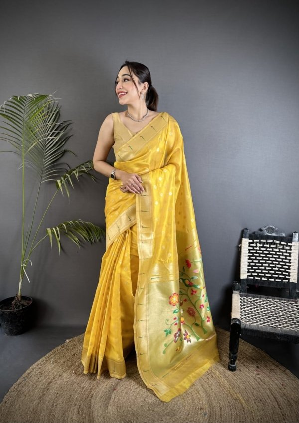 Royal Mina Butti Paithani Tissue Silk Saree