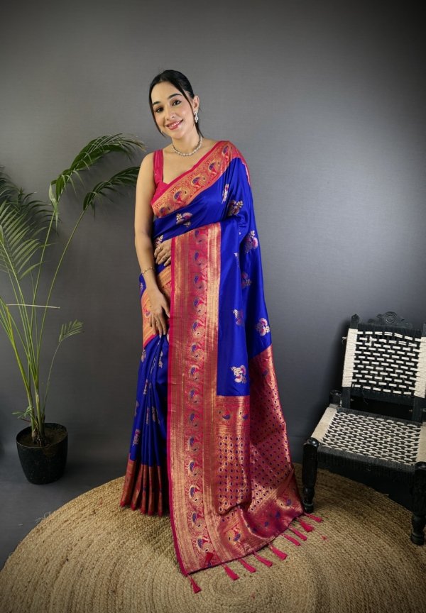 Royal Peacock Zari Banarasi Silk Saree