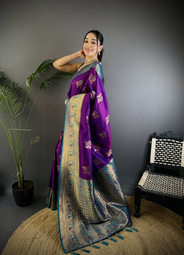 Royal Peacock Zari Banarasi Silk Saree