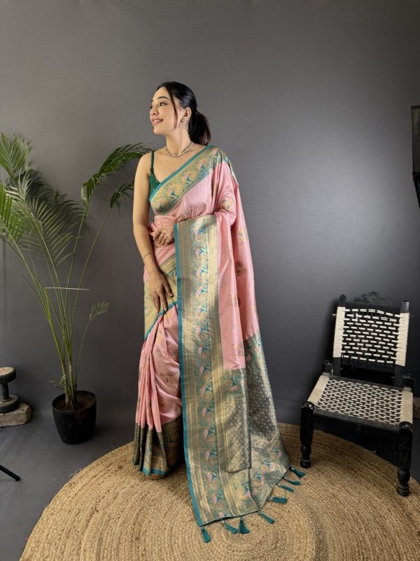 Royal Peacock Zari Banarasi Silk Saree