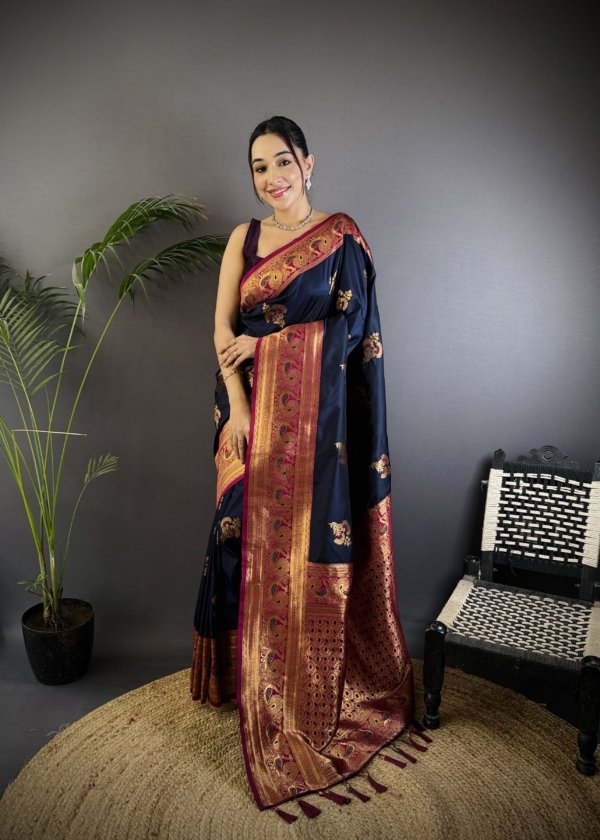Royal Peacock Zari Banarasi Silk Saree