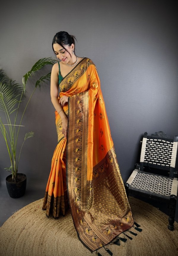 Royal Peacock Zari Banarasi Silk Saree
