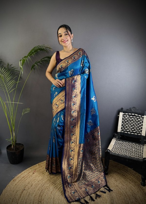 Royal Peacock Zari Banarasi Silk Saree