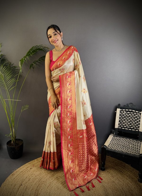 Royal Peacock Zari Banarasi Silk Saree