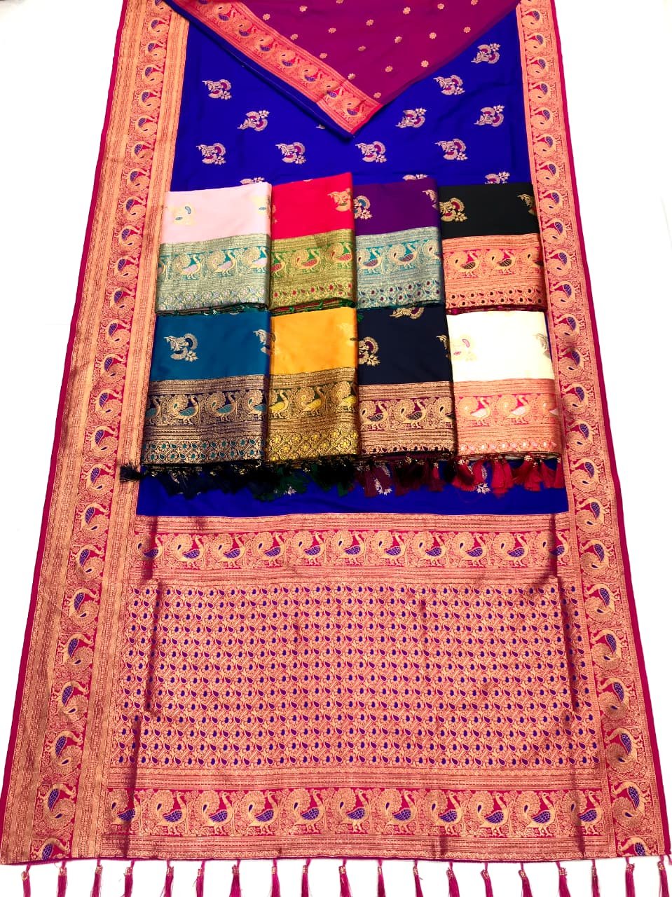 Royal Peacock Zari Banarasi Silk Saree - Image 1