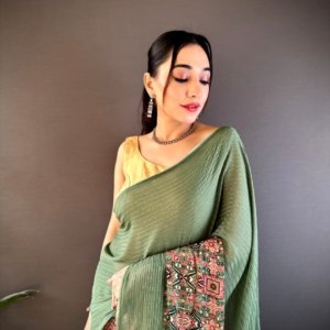 Designer Sequin Foil Georgette Saree - Image 2