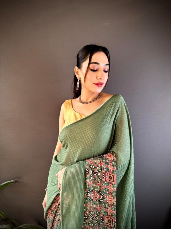 Designer Sequin Foil Georgette Saree