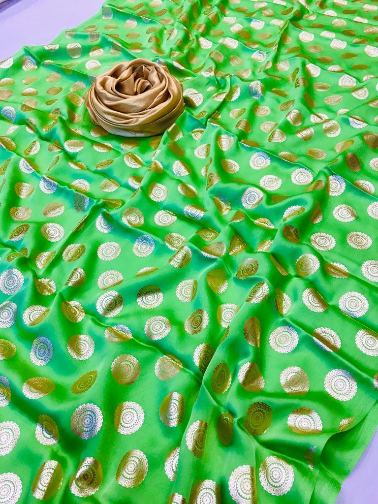 Imperial Floral Satin Silk Saree - Image 3