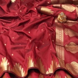 Golden Grace Lichi Silk Saree - Image 4