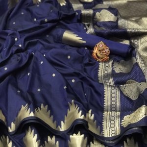 Golden Grace Lichi Silk Saree - Image 2