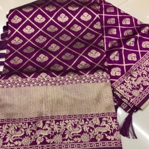 Flower Gold Zari Banarasi Silk Saree