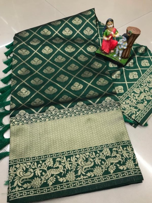Flower Gold Zari Banarasi Silk Saree