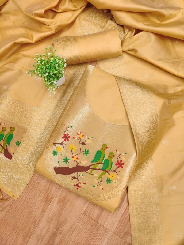 Paithani Royale Unstitched Silk Suit Set