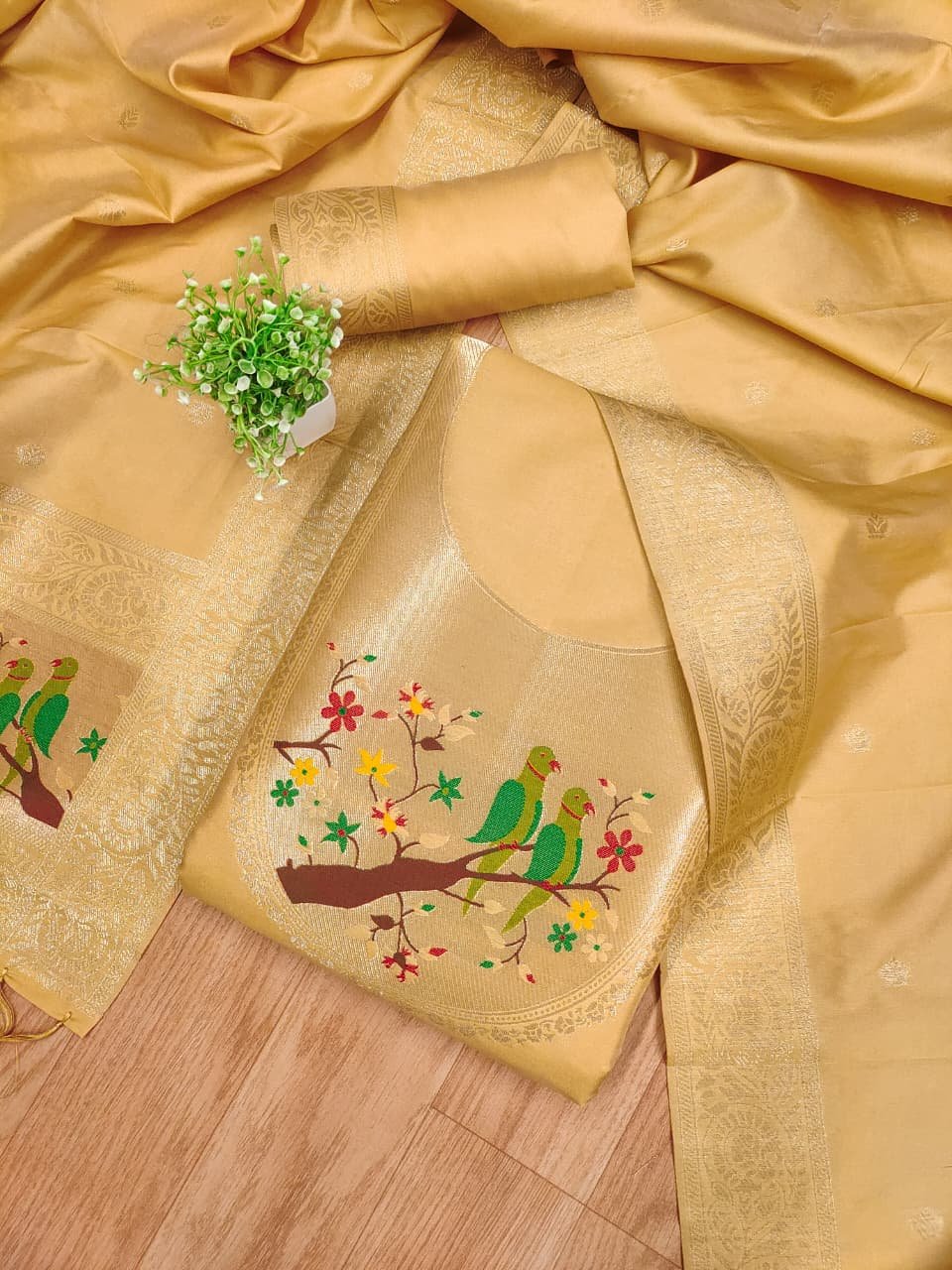 Paithani Royale Unstitched Silk Suit Set - Image 8