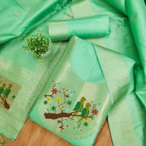 Paithani Royale Unstitched Silk Suit Set - Image 10