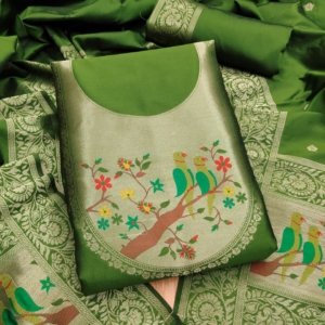 Paithani Royale Unstitched Silk Suit Set - Image 9