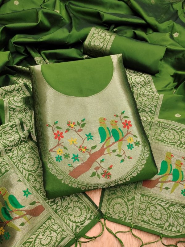 Paithani Royale Unstitched Silk Suit Set