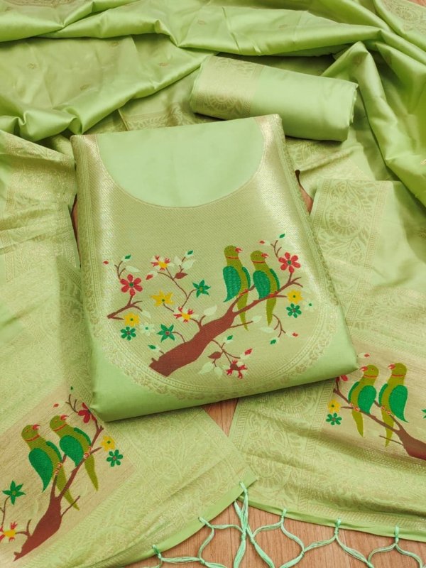 Paithani Royale Unstitched Silk Suit Set