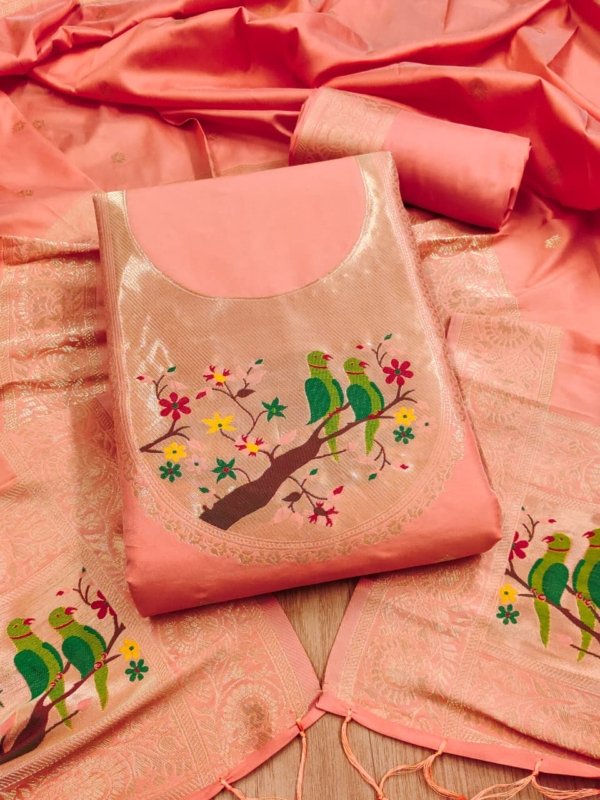 Paithani Royale Unstitched Silk Suit Set