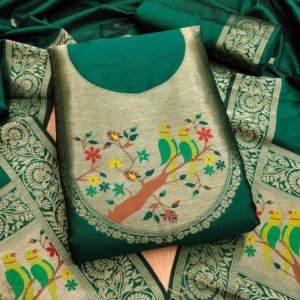Paithani Royale Unstitched Silk Suit Set - Image 5