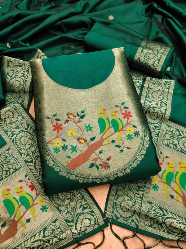 Paithani Royale Unstitched Silk Suit Set