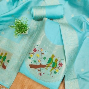 Paithani Royale Unstitched Silk Suit Set - Image 15