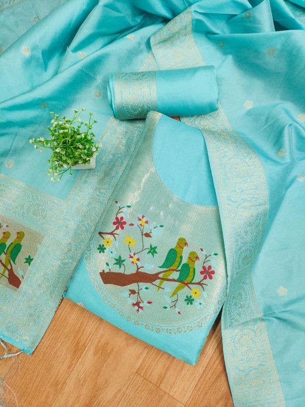Paithani Royale Unstitched Silk Suit Set