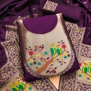 Paithani Royale Unstitched Silk Suit Set