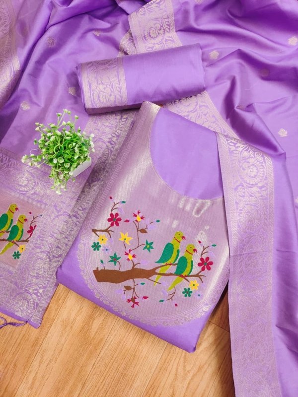 Paithani Royale Unstitched Silk Suit Set