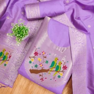Paithani Royale Unstitched Silk Suit Set - Image 2