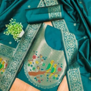 Paithani Royale Unstitched Silk Suit Set - Image 17