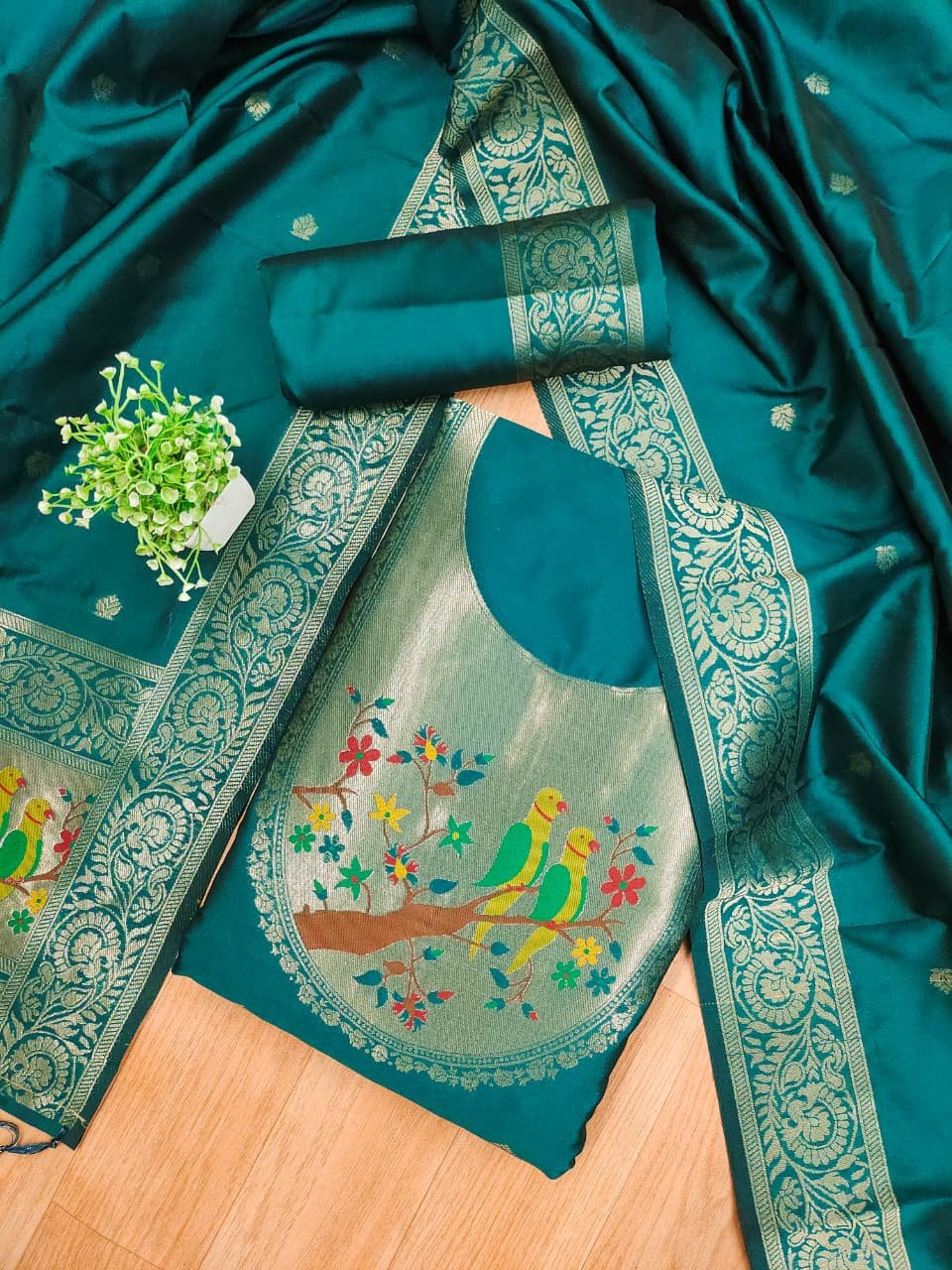 Paithani Royale Unstitched Silk Suit Set - Image 17