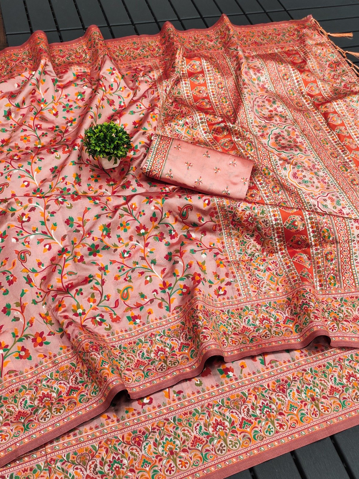 Meena Pashmina Silk Saree - Image 1