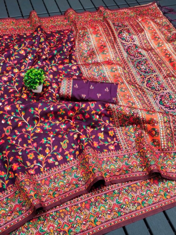 Meena Pashmina Silk Saree